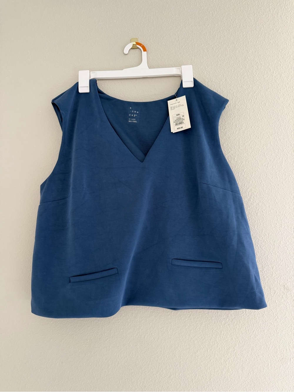 A New Day Sleeveless V-Neck Top in Deep Blue